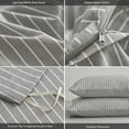 thumbnail image 4 of MooMee Striped Duvet Cover Set Oversized King 100% Washed Cotton Linen Like Textured Breathable 3-Piece (Light Grey& White Wide Stripes, 120"x98"), 4 of 6