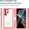 thumbnail image 5 of Case for Samsung Galaxy S22 Ultra Case Slim Dropproof [Defend from Drop/Scratch/Slip/Fingerprint] Clear Acrylic Hard Back Soft TPU Bumper Hybrid Phone Cover for Samsung S22 Ultra-Red, 5 of 16