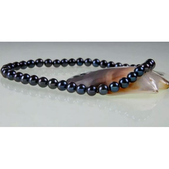 K-KED Charming! Natural 6-7MM Black Pearl Necklace 18"