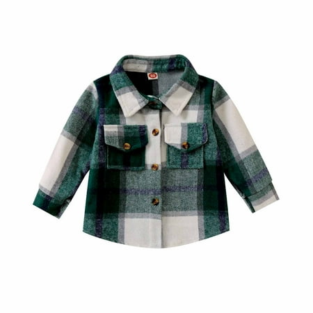 

Kids Flannel Shirt Jacket Plaid Long Sleeve Lapel Button Down Shacket Baby Boys Girls Fall Shirt Coat Outwear