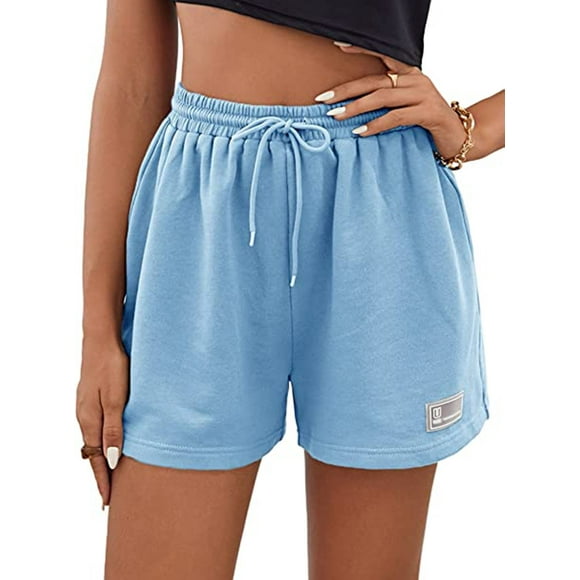 Women's Casual Drawstring Waist Sweat Shorts Running Track Shorts,Sky Blue,XL