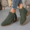 thumbnail image 6 of Gyexs Ankle Boots for Women Dressy Ankle Cowboy Boots Low Heel Western Cowboy Boots Zipper Casual Short Ankle Booties Army Green Size 9, 6 of 9