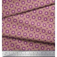 thumbnail image 3 of Soimoi Purple Cotton Duck Fabric Floral & Circle Geometric Print Fabric by the Yard 42 Inch Wide, 3 of 3