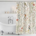 thumbnail image 2 of Spring Floral Shower Curtain Set - 72" x 78" Washable Bathtub Curtain with 12 Hooks, Summer Birds Botanical Country Pastoral Waterproof Fabric Stall Shower Curtains for Bathroom/Bathtub Décor, 2 of 6