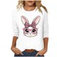 thumbnail image 1 of Camisetas Casuales de las Mujeres Impresas 3/4 Manga Cuello Redondo Blusa, Moda Ligera Superior para el Hogar Y el Uso Diario, Cómoda Imitación de la Tela Del Estante, 1 of 5
