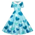 thumbnail image 4 of Vestido de manga corta con cuello vuelto para niñas Vestido elástico de manga corta para niñas Vestido skater con volantes de corte A Vestido de recital escolar Vestido de manga corta con cuello vuelt, 4 of 6
