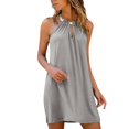 thumbnail image 2 of ZHOGXU Women's Dress Sleeveless Halter Neck Solid Color Fashion Comfortable Loose Mini Dresses For Casual Daily Wear,Grey,Xxl, 2 of 6