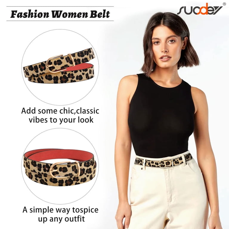 Suosdey Plus Size Leopard Print Leather Belt, Women photo 2