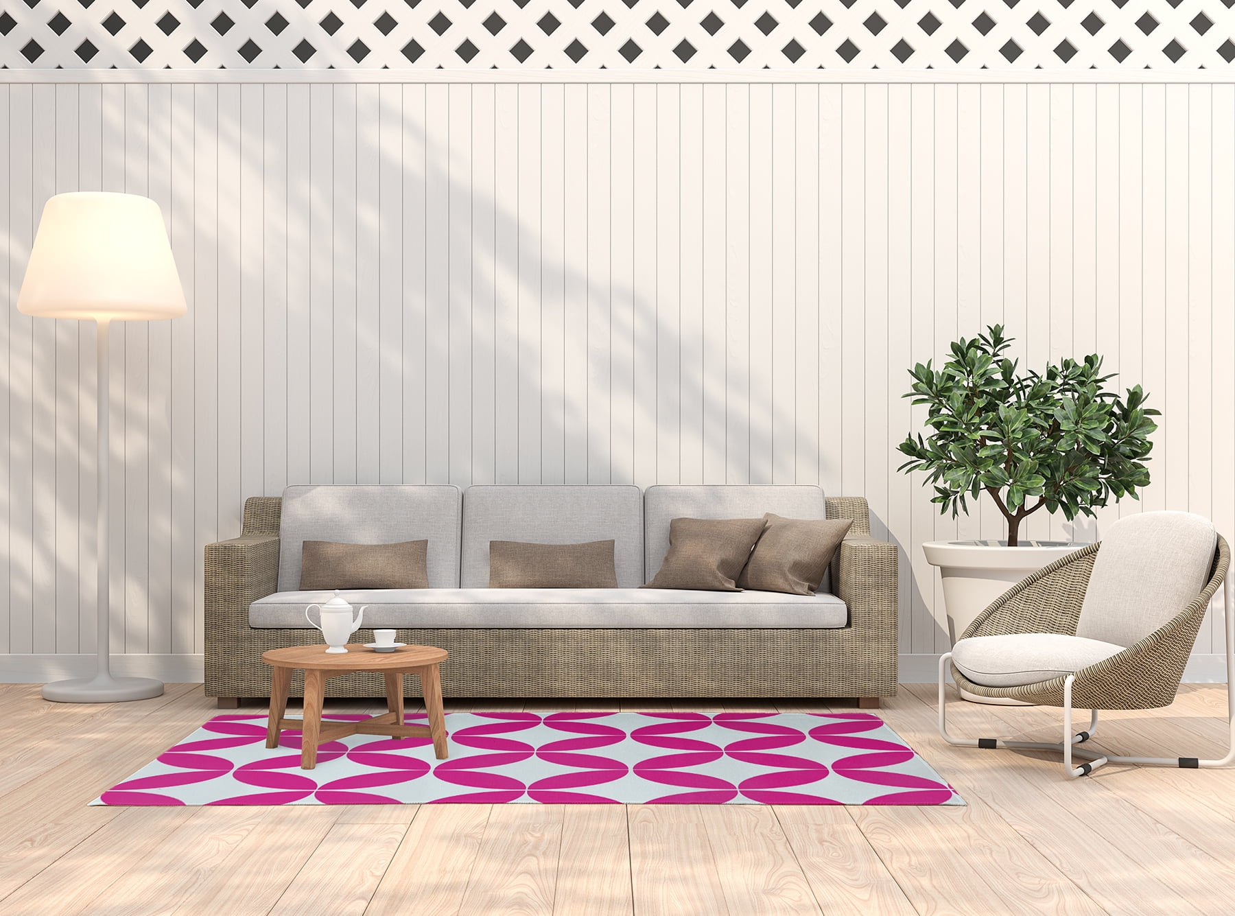 Simply Daisy 5' x 7' Orchid Eye Opener Spring Chenille Indoor/Outdoor Rug