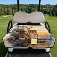 thumbnail image 2 of COEQINE Fold-and-Carry Golf Cart Seat Cover, Bag-Style Handle for Easy Carry, Universal Fit Quilted Padding, 4 Pockets, Fits for EZGO Yamaha Club Car, Deer Forest Landscape, 2 of 8