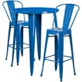 thumbnail image 2 of Flash Furniture Commercial Grade 30" Round Blue Metal Indoor-Outdoor Bar Table Set with 2 Cafe Stools, 2 of 5