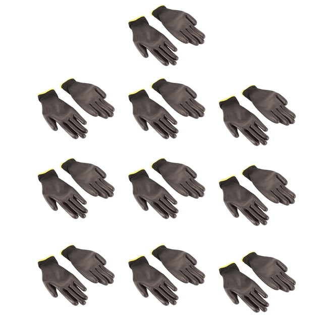Guantes de Trabajo de Seguridad, Núcle de Calibre 13 Resistente A 10 Pares de Guantes de Nylon Recubiertos de Pu Estiramiente Fuerte para El Trabajo de Servicio General