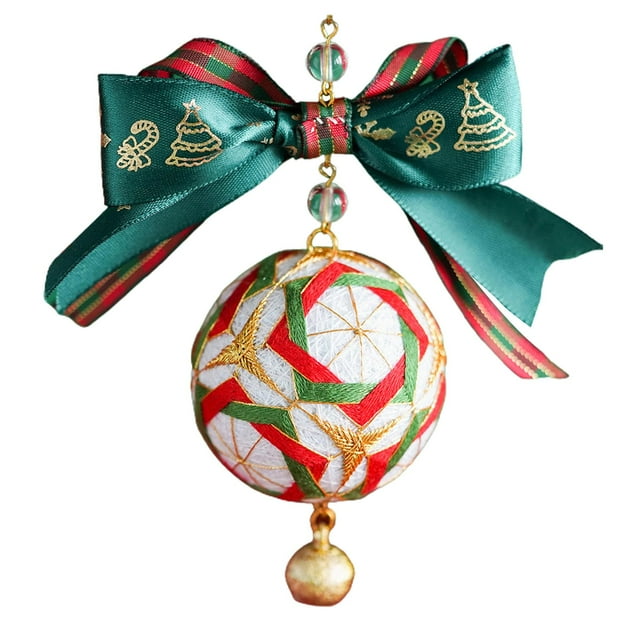 veasfak Japanese Temari Kit Threads Set Car Hanging Needles Handmade Floral Floss Needlework Cross Stitching Kit for Christmas Home Beginners Adults Christmas Wreath