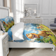 thumbnail image 4 of TeasBank 3D Print Cartoon Dinosaur Twin Duvet Cover Set for Teens Adult Nature Blue Sky and White Clouds Comforter Cover with 2 Pillowcases Animal Theme Room Decor, 4 of 4
