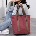 thumbnail image 4 of Canvas bag Women's fashionable portable bag Leisure large capacity satchel-coffee, 4 of 5
