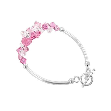Gemstone Handmade Indian Jewelry - Gem Avenue 925 Sterling Silver Swarovski Elements Faceted Bicone Shape Multicolor Crystal Handmade Beaded 8.5 inch Bracelet
