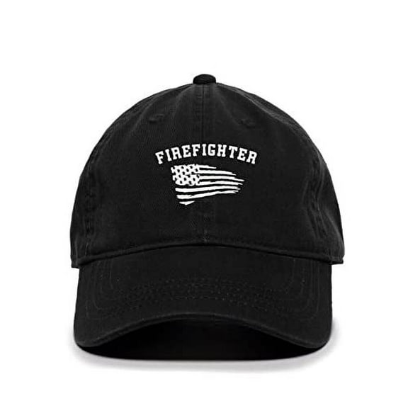 Tech Design Fire Fighter Baseball Cap Embroidered Cotton Adjustable Dad Hat Black