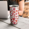 thumbnail image 4 of 20oz Insulated Tumbler, Travel Coffee Tumbler with Lid, Cup Holder Friendly Travel Coffee Mug, Stainless Steel Thermos, 20 Oz Tumbler, Reusable Insulated Coffee Mug with Lid ( Love Heart Pink ), 4 of 7