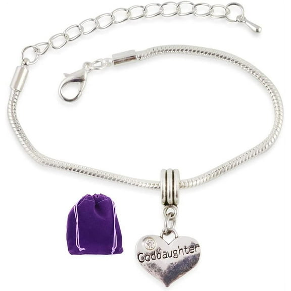Emerald Park Jewelry Goddaughter on Heart Snake Chain Charm Bracelet