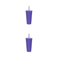 thumbnail image 2 of Yuarrent Botella de agua Frasco de vacío Vaso con pajitas Suministros para exteriores multicolores Morado oscuro 2Conjunto, 2 of 6