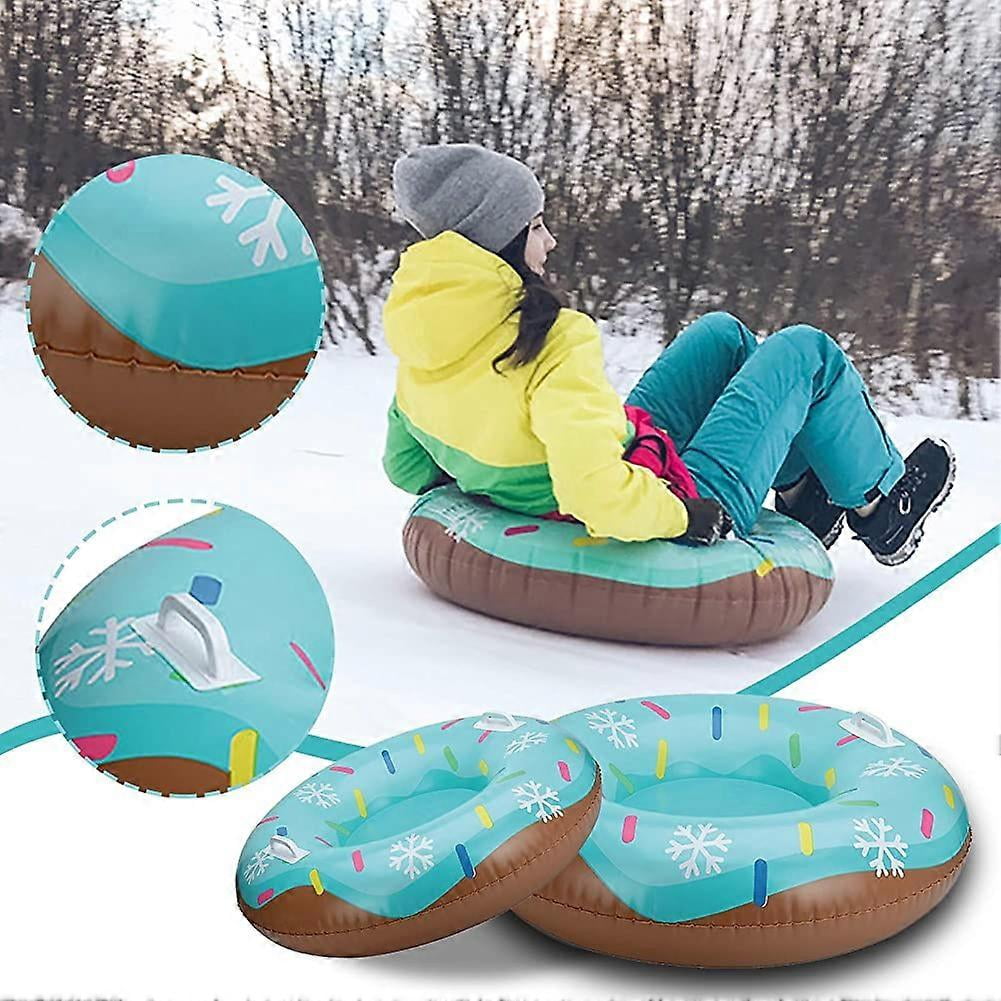 Tube à Neige Gonflable 90 Cm - PVC Résistant, Double Poignée, Pour Luge Et Glisse, Loisirs D'hiver Enfants Adultes