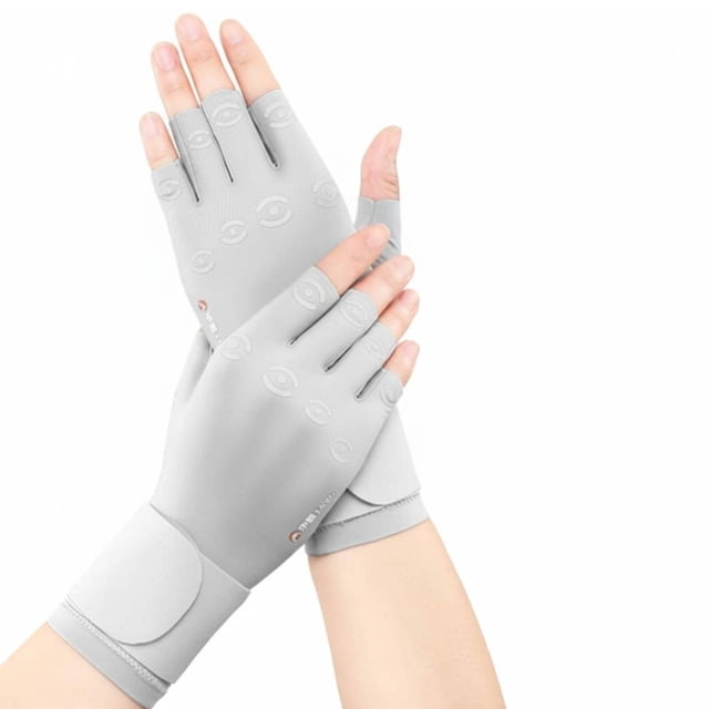 twisto Fingerless Compression Glove Pain Relief Carpal Tunnel Glove Exposed Finger Design Carpal Tunnel Wrist Brace for Office Workers, Computer Work, Gray, M