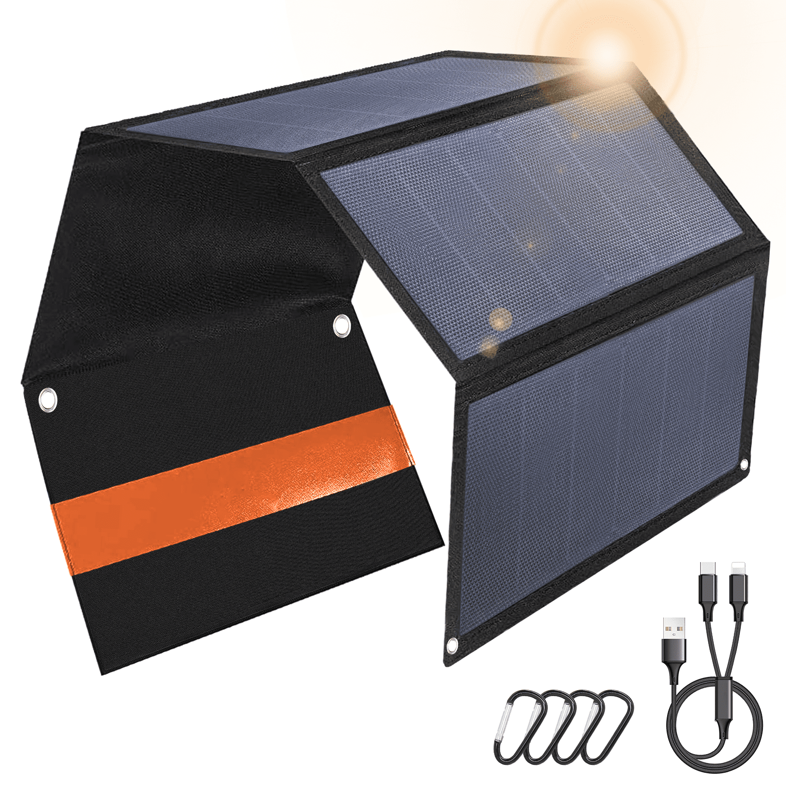 SZRSTH Solar Panel Charger - 28W Camping Solar Panel Dual USB IP65 Waterproof Backpacking Charger Compatible with iPhone iPad Samsung Galaxy