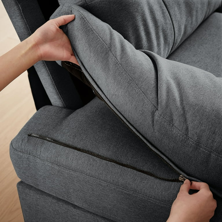 ゆゆ Pingliang U-Shaped Sectional Sofa, 4 Seat, Linen Fabric