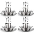 thumbnail image 2 of Odoland Stainless Steel Camping Dinnerware Set, Polished Cutlery Tableware Mess Kit Include Plate Bowl Cup Fork Spoon Knife with Carrying Bag for Backpacking Hiking Picnic, 2 of 8
