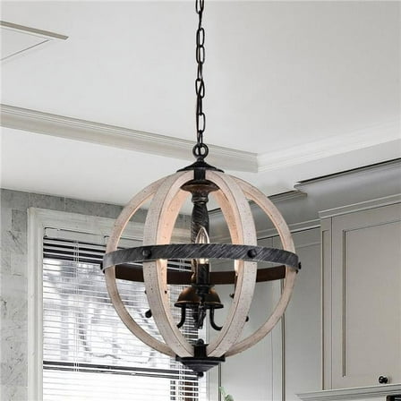Davi 16 in. 3-Light Indoor Weathered Black and Weathered White Finish Chandelier with Light Kit