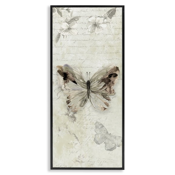 Stupell Industries Cottage Timeless Butterflies with Cursive Black Framed Giclee Art, 10 x 24, by Carol Robinson
