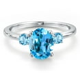 thumbnail image 3 of Gem Stone King 14K White Gold Swiss Blue Topaz Engagement Ring for Women | 2.55 Cttw | Oval 9X7MM | Gemstone November Birthstone | Size 9, 3 of 6