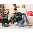 thumbnail image 5 of Family Christmas Sweater Crew Neck Reindeer Snowflakes Knitted Pullover for Kids, Green, Size 120, 5 of 6