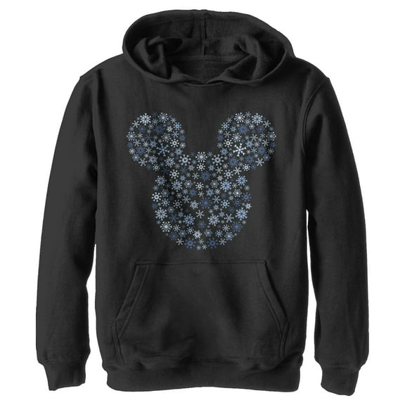 Boy's Mickey & Friends Snowflake Silhouette  Pull Over Hoodie Black Small