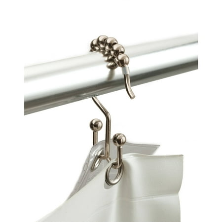 Cheap Shower Curtain Hooks Better Homes & Gardens Easy Glide Double Shower Hooks, Brushed Nickel, Set of 12, Multiple Colors ()