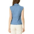 thumbnail image 3 of INSPIRE CHIC Women's Cap Sleeve Work Turn Down Collar Button Shirt Tank Top, 3 of 6
