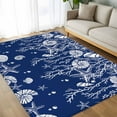 thumbnail image 4 of 8x10 Area Rugs, Navy Blue Coastal Non-Skid Rubber Backing Large Rectangle Rugs - Living Room Bedroom Home Office, Starfish Coral Ocean Conch Sea Nautical Indoor Floor Mat Carpets Washable Rug, 4 of 9