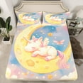 thumbnail image 2 of Castle Fairy Kawaii Stars Unicorn 3Pcs Twin Sheet Sets for Girls Children,Princess Rainbow Twin Fitted Sheet,Cute Animal Breathable Flat Sheet,Luxury Bedroom Decor, 2 of 7