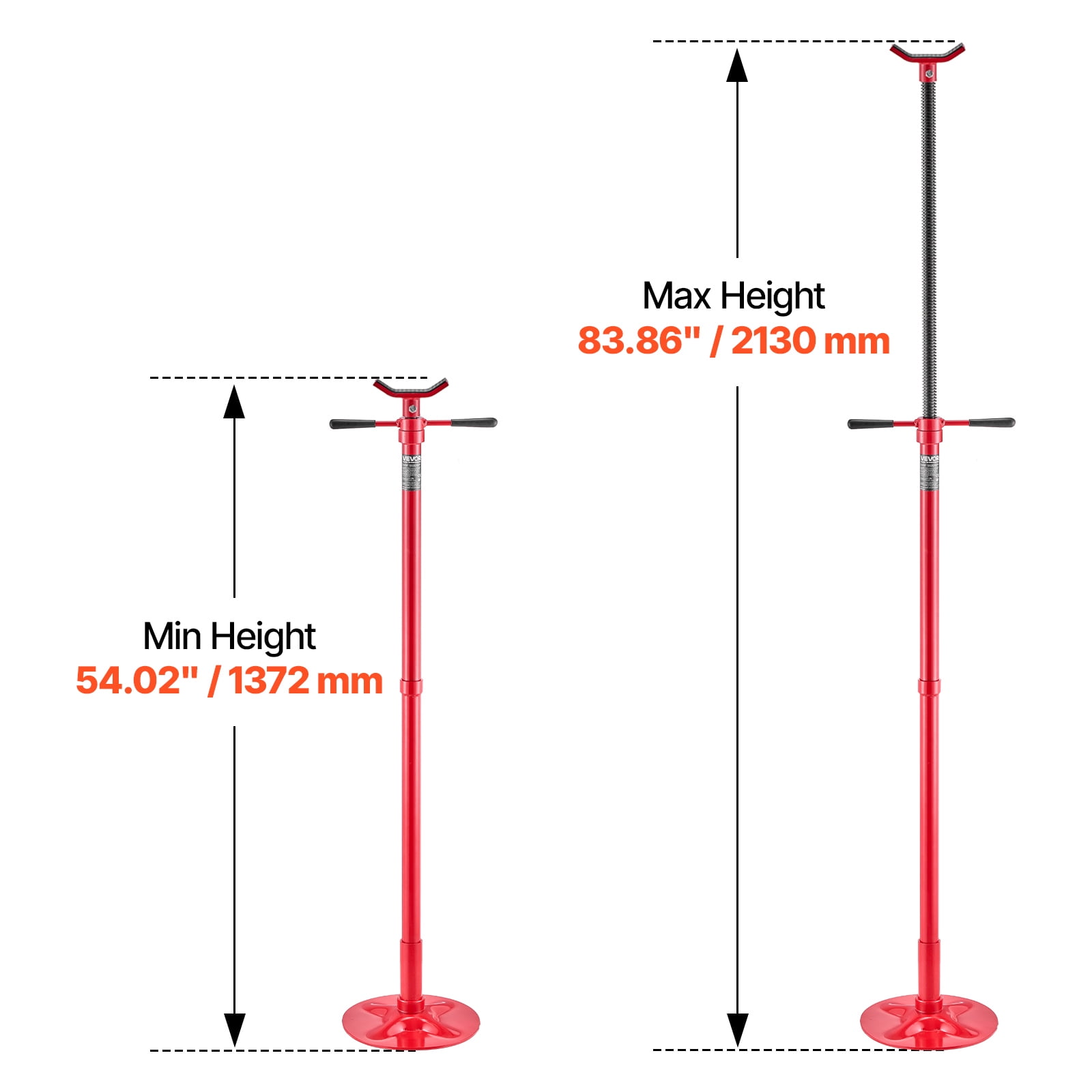 VEVOR Underhoist Support Stand, 3/4 Ton (1653 lbs) Capacity Under Hoist Jack Stand, Lifting from 54.02" to 83.86", Bearing Mounted Spin Handle, Self-Locking Threaded Screw, Support Vehicle Components
