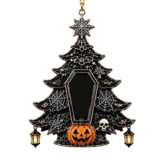 Halloween Tree Shaped Acrylic Ornaments with Pumpkin Ghost Skull, Spooky Hanging Decorations for Party Home, Haunted House Decor 24Pc