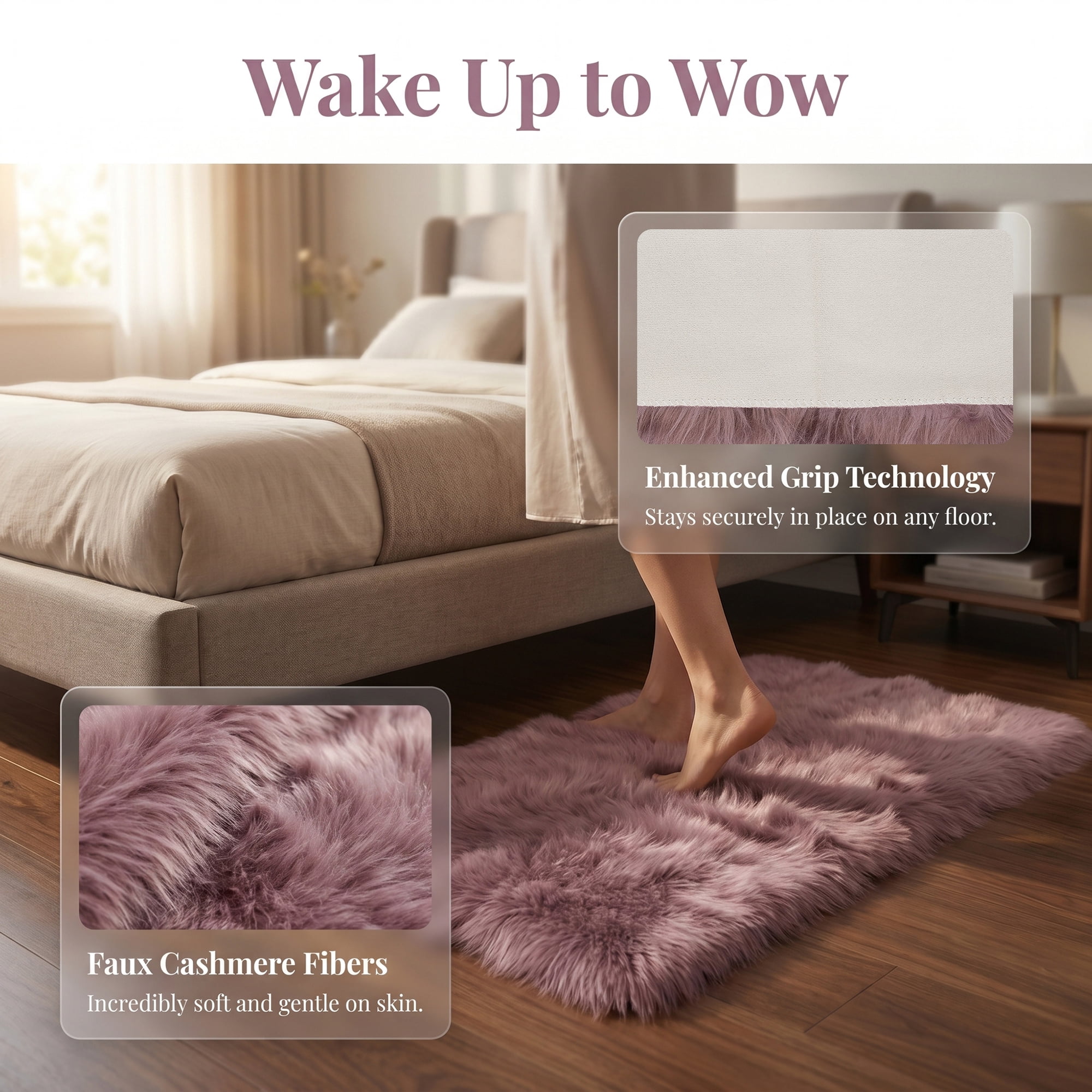 Unique Bargains Shaggy Area Rug Ultra Fluffy Non Slip Fuzzy Carpet 24" x 16" Purple