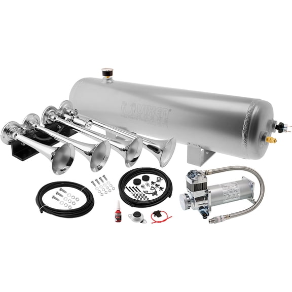 Vixen Horns Train Horn Kit for Trucks/Car/Semi. Complete Onboard System- 200psi Air Compressor, 3 Gallon Aluminum Tank, 4 Trumpets. Super Loud dB. Fits Vehicles like Pickup/Jeep/SUV VXO8330APRO/4124XC