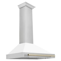 ZLINE 36 ZLINE Autograph Edition Stainless Steel Range Hood with White Matte Shell and Gold Handle (KB4SNZ-WM-36-G)
