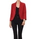 thumbnail image 1 of BLAZER CHIC para Mujeres, Abierto al Frente, Ideal para el Trabajo, Chaqueta de Traje Corta de Verano, Roja, Talla 2XL, 1 of 6
