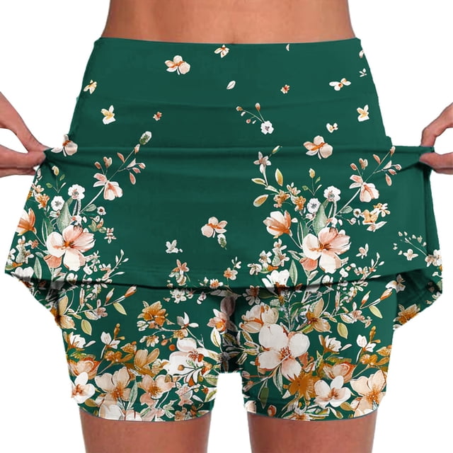 Gspmoly Shorts Short pour Femmes, Nouvelle Couleur pour Femmes Jupe-Pantalon Taille Mi-Haute de Sport Décontractés Jupe-Pantalon de Base Shorts de Randonnée Femmes Offres des Fêtes Multicolore P
