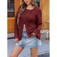 thumbnail image 4 of Womens Long Sleeve Cardigan Sweaters Button Down Knit Outerwear Oversized Chunky Open Front Coats, 4 of 6
