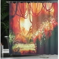 thumbnail image 4 of Ambesonne Fantasy Shower Curtain, Modern Autumn Forest, 69"Wx75"L, Orange Green, 4 of 5