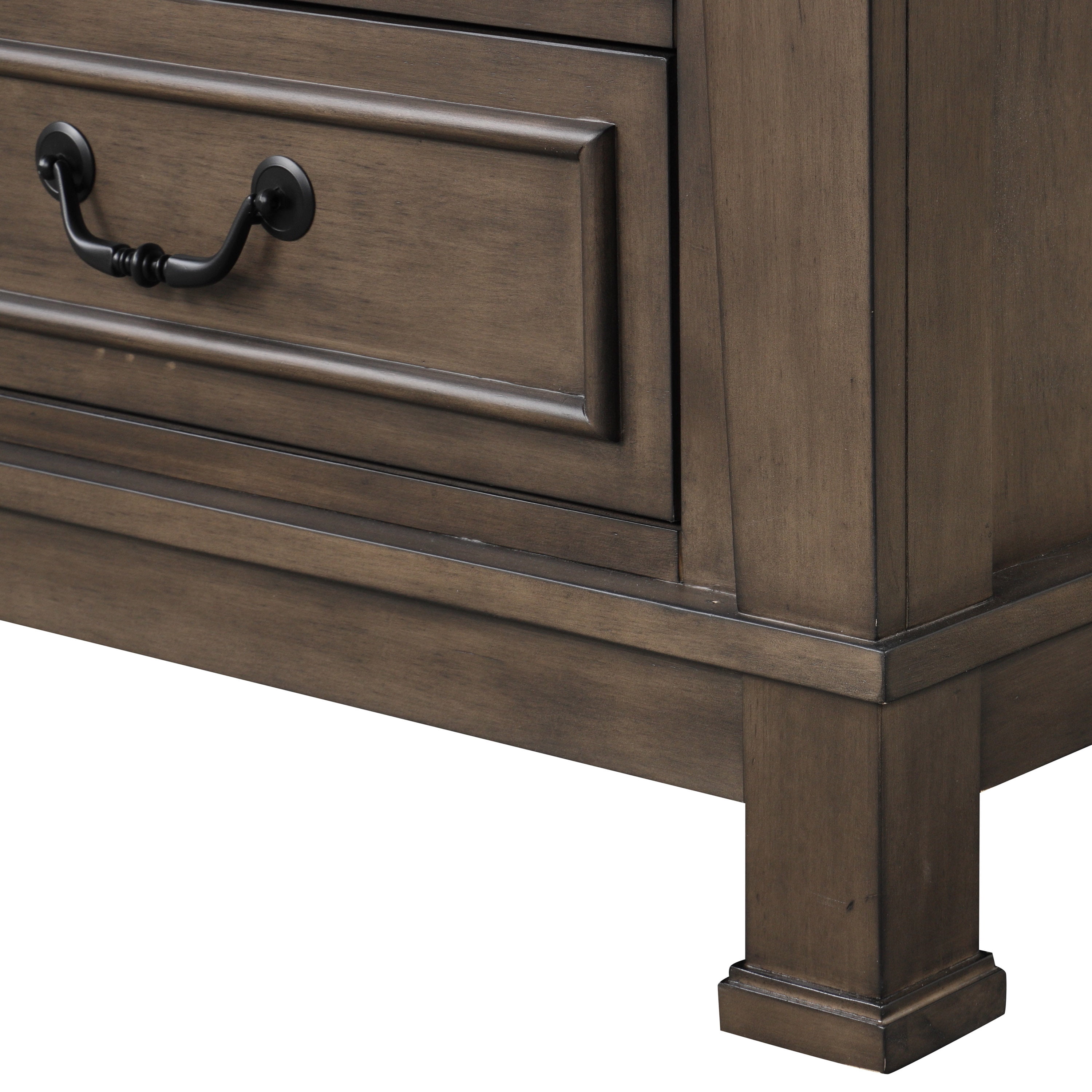 Furniture of America Northfield 3-Drawer Solid Wood Nightstand with USB Port, Dark Walnut