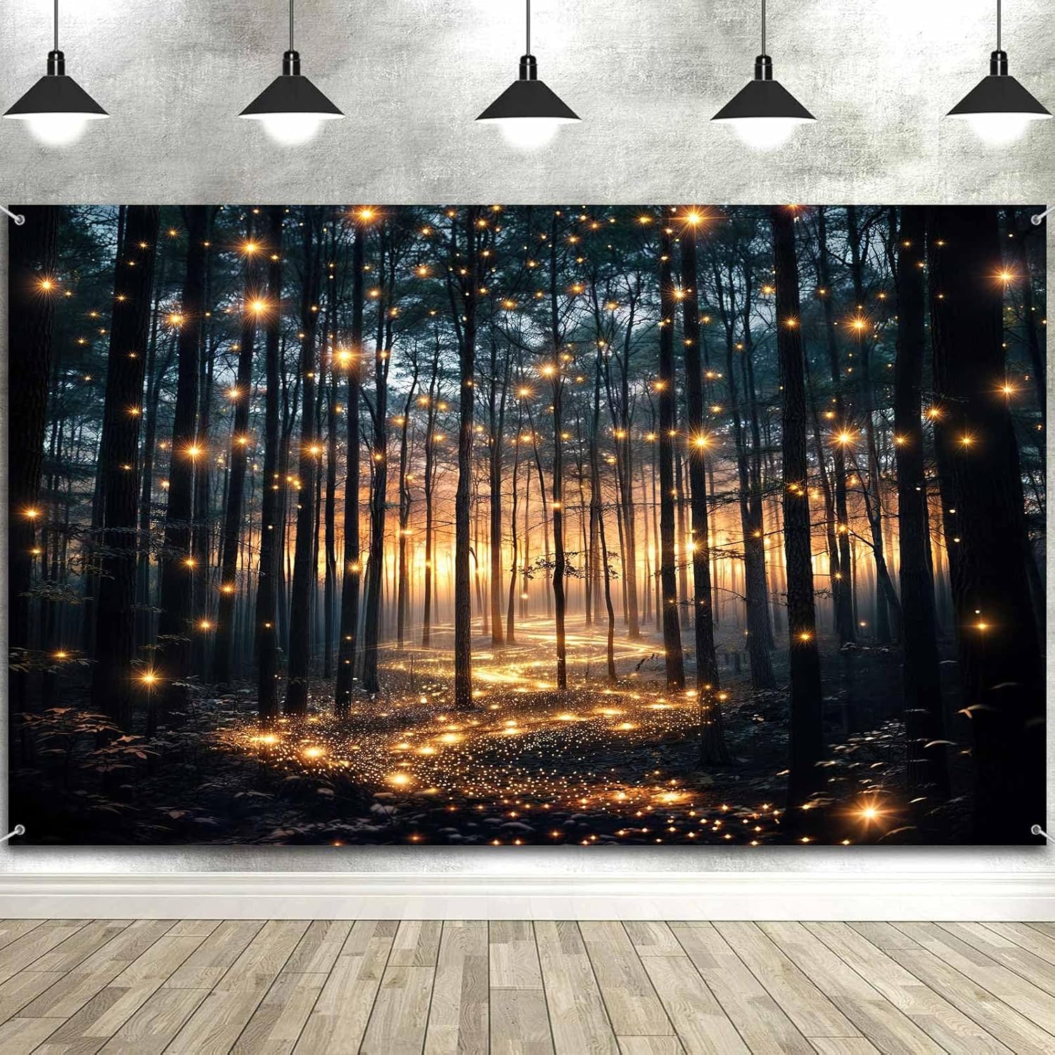 Spring Forest Photography Backdrop 7x5ft - Blooming White Flowers & Jungle Trees, Vinyl, For Studio & Portraits