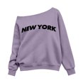 thumbnail image 3 of Shadoumai Kids Girls Oversized Sweatshirt Off the Shoulder Tops New York Letter Print Preppy Plain Fall Pullover Long Sleeve Casual Tops for School, 3 of 6